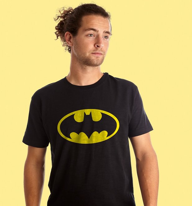 Men's Black Batman Logo T-Shirt from Fabric Flavours Men's Black Batman Logo T-Shirt from Fabric Flavours