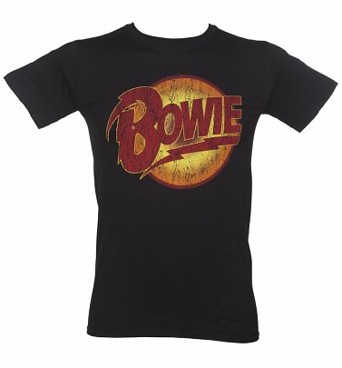 Men's Black Vintage Distressed David Bowie Diamond Dogs Logo T-Shirt Men's Black Vintage Distressed David Bowie Diamond Dogs Logo T-Shirt