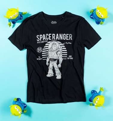 Men's Black Disney Pixar Buzz Lightyear Toy Story T-Shirt from Difuzed Men's Black Disney Pixar Buzz Lightyear Toy Story T-Shirt from Difuzed