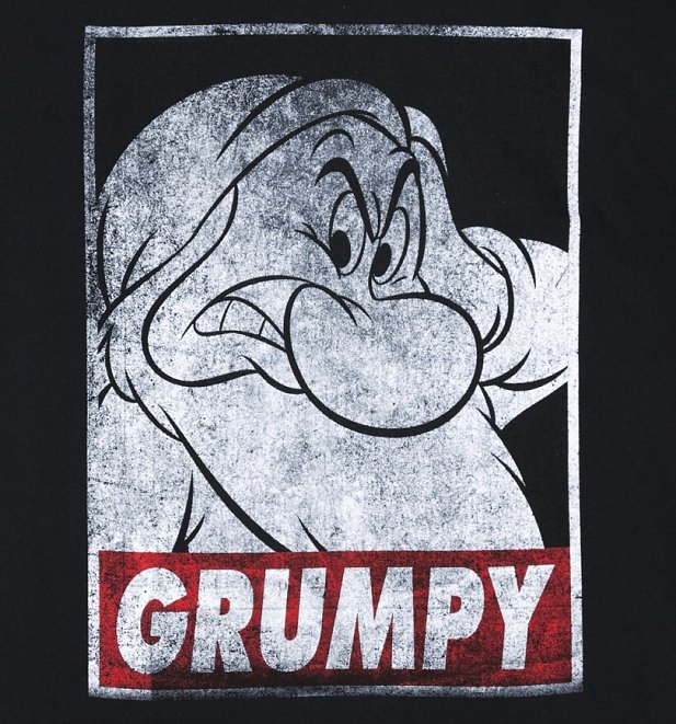 Mens Black Disney Snow White And The Seven Dwarfs Grumpy T Shirt 