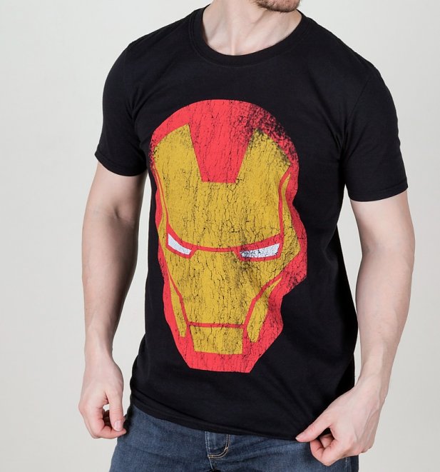 Distressed Iron Man Head T-Shirt