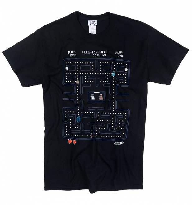 Men's Black Doctor Who Arcade Maze T-Shirt Men's Black Doctor Who Arcade Maze T-Shirt