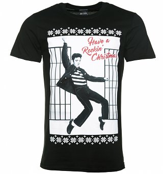 Men's Black Elvis Have A Rockin Christmas T-Shirt Men's Black Elvis Have A Rockin Christmas T-Shirt