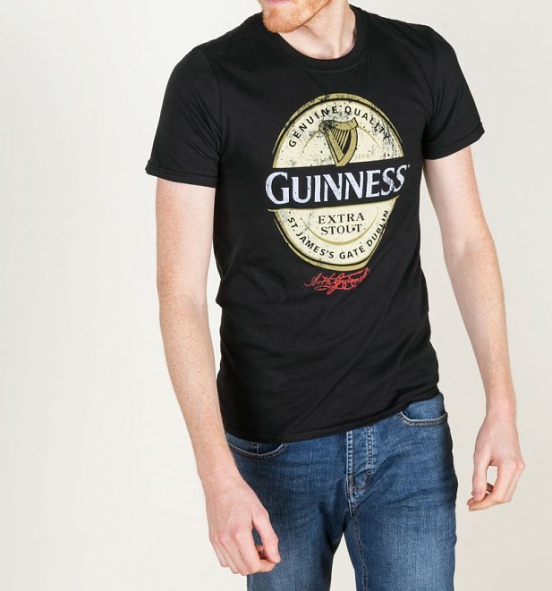 Men's Black Guinness Label T-Shirt Men's Black Guinness Label T-Shirt
