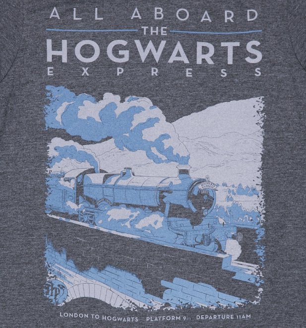Men's Charcoal Harry Potter All Aboard The Hogwarts Express T-Shirt Men's Charcoal Harry Potter All Aboard The Hogwarts Express T-Shirt