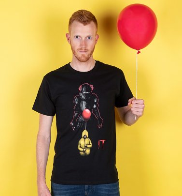 Men's Black IT Pennywise Red Balloon T-Shirt Men's Black IT Pennywise Red Balloon T-Shirt