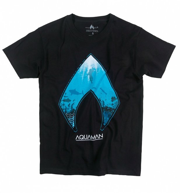 Men's Black DC Aquaman Ocean Logo T-Shirt Men's Black DC Aquaman Ocean Logo T-Shirt
