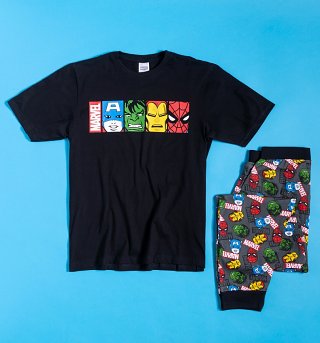 Men's Black Marvel Pyjamas Men's Black Marvel Pyjamas