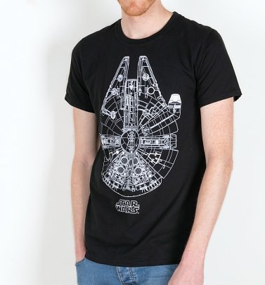 Men's Black Millennium Lines Star Wars T-Shirt Men's Black Millennium Lines Star Wars T-Shirt
