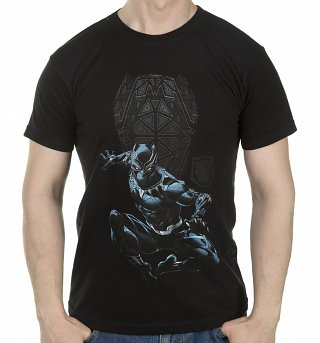 Men's Black Panther Shield and Logo T-Shirt Men's Black Panther Shield and Logo T-Shirt
