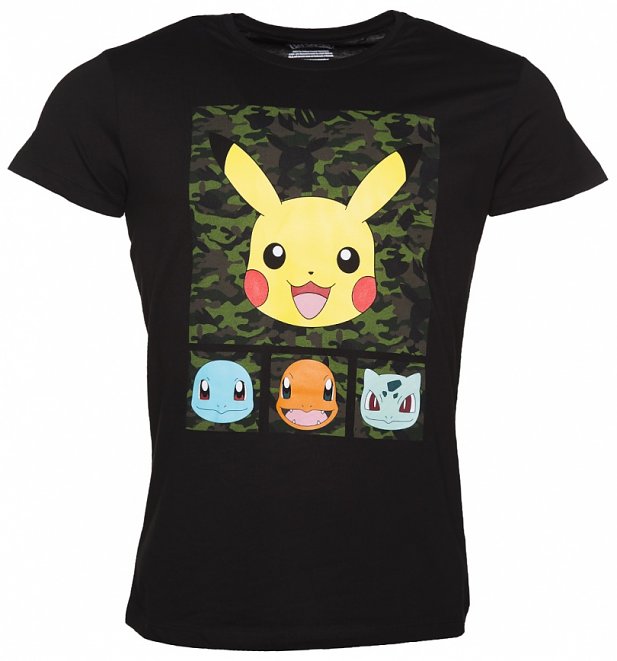 Men's Black Pokemon Pikachu And Friends T-Shirt Men's Black Pokemon Pikachu And Friends T-Shirt
