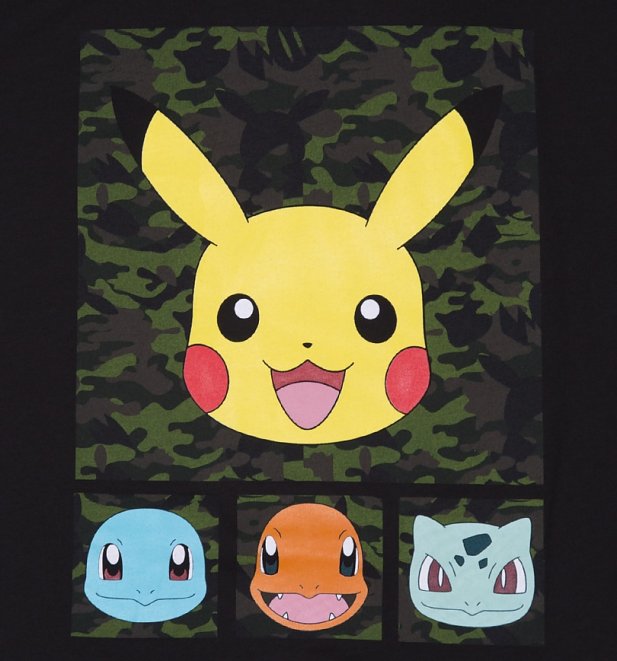 Men's Black Pokemon Pikachu And Friends T-Shirt Men's Black Pokemon Pikachu And Friends T-Shirt