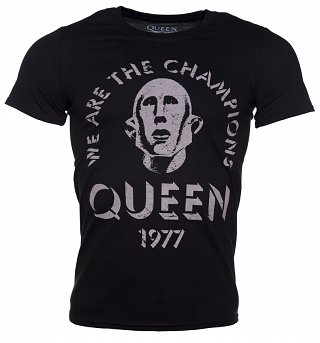 Men's Black Queen We Are The Champions 1977 T-Shirt Men's Black Queen We Are The Champions 1977 T-Shirt