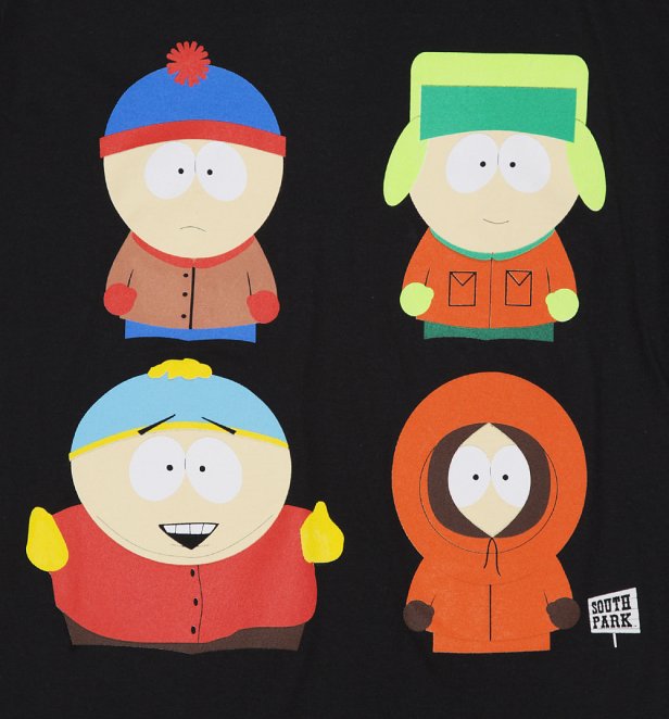 Men's Black South Park Characters T-Shirt