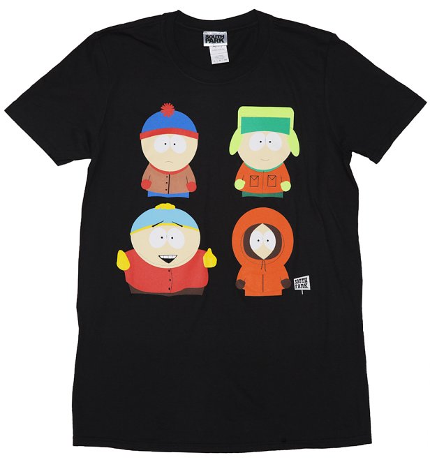 Men's Black South Park Characters T-Shirt