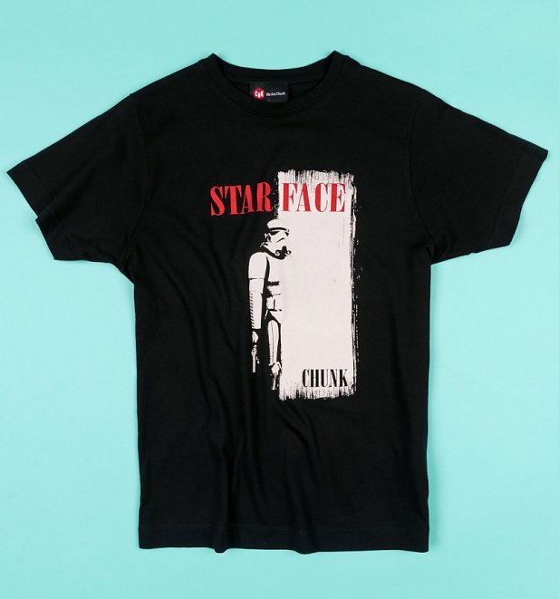 Men's Black Star Face Star Wars T-Shirt from Chunk