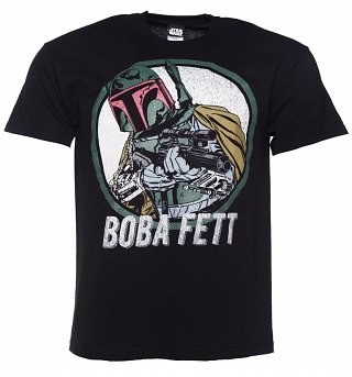 Men's Black Star Wars Boba Fett Comic T-Shirt Men's Black Star Wars Boba Fett Comic T-Shirt