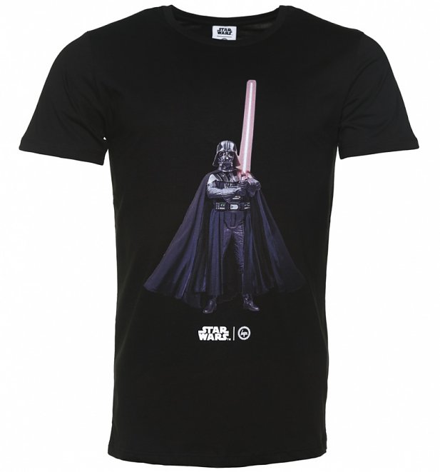 Men's Black Star Wars Darth Vader Darkside T-Shirt from Hype Men's Black Star Wars Darth Vader Darkside T-Shirt from Hype