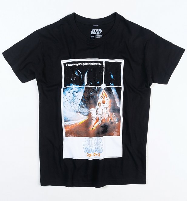 Men's Black Star Wars Japanese Poster T-Shirt Men's Black Star Wars Japanese Poster T-Shirt