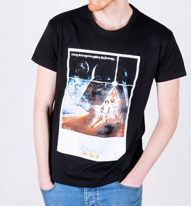 Men's Black Star Wars Japanese Poster T-Shirt Men's Black Star Wars Japanese Poster T-Shirt