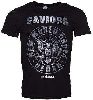 Men's Black Walking Dead Saviors New World Order Negan T-Shirt Men's Black Walking Dead Saviors New World Order Negan T-Shirt