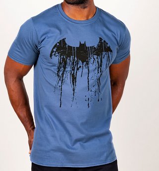 Men's Blue Batman Graffiti Logo T-Shirt Men's Blue Batman Graffiti Logo T-Shirt