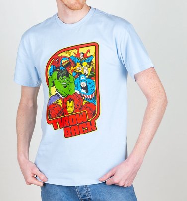 Men's Blue Marvel Comics Throw Back T-Shirt Men's Blue Marvel Comics Throw Back T-Shirt