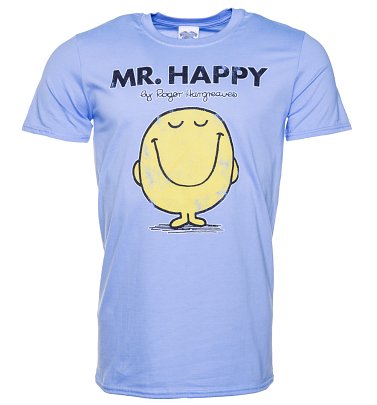 Men's Blue Mr Happy Mr Men T-Shirt Men's Blue Mr Happy Mr Men T-Shirt