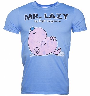Men's Blue Mr Lazy Mr Men T-Shirt Men's Blue Mr Lazy Mr Men T-Shirt