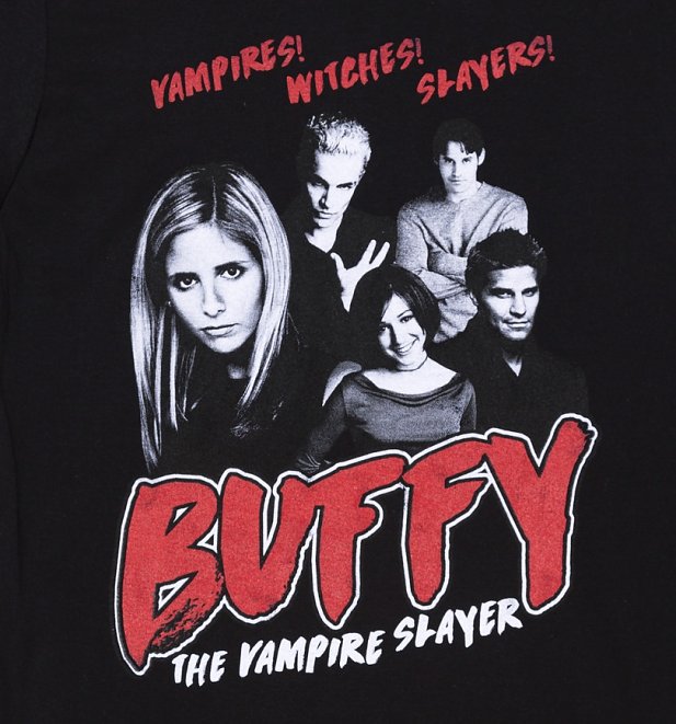 Men's Buffy the Vampire Slayer Gang Black T-Shirt Men's Buffy the Vampire Slayer Gang Black T-Shirt