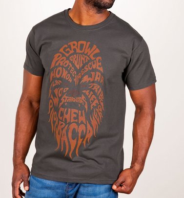 Men's Charcoal Chewbacca Text Star Wars T-Shirt Men's Charcoal Chewbacca Text Star Wars T-Shirt