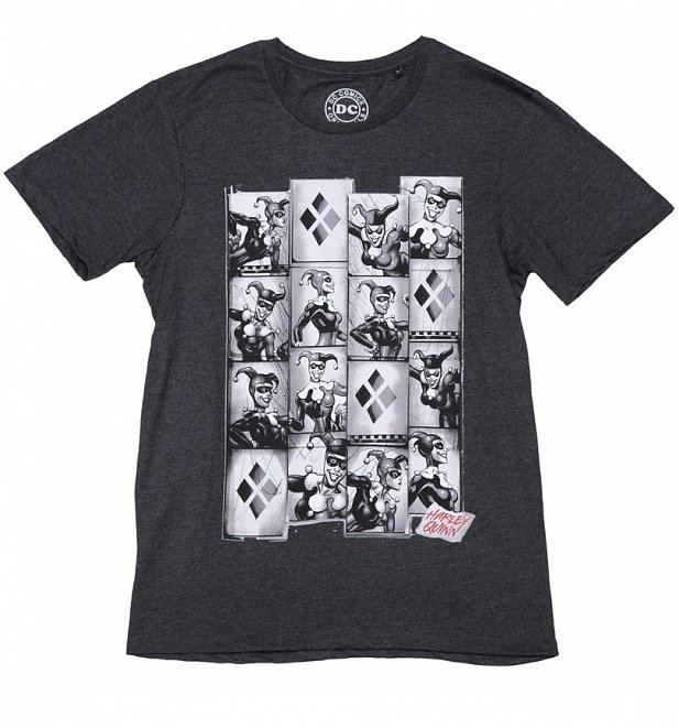 Men's Charcoal DC Comics Harley Quinn Photobooth T-Shirt Men's Charcoal DC Comics Harley Quinn Photobooth T-Shirt