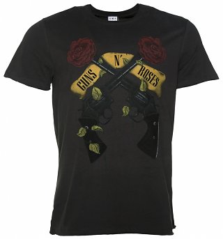 Men's Charcoal Guns N' Roses Shooting Roses T-Shirt from Amplified Men's Charcoal Guns N' Roses Shooting Roses T-Shirt from Amplified