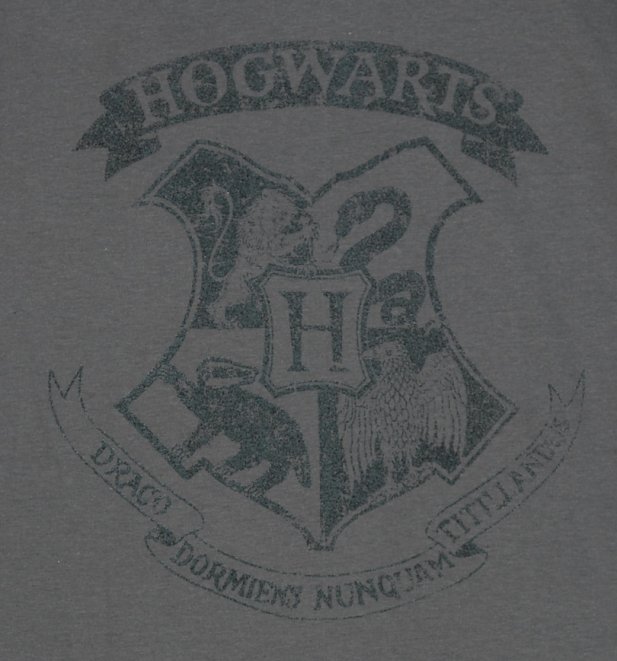 Men's Charcoal Harry Potter Hogwarts Distressed Crest T-Shirt Men's Charcoal Harry Potter Hogwarts Distressed Crest T-Shirt