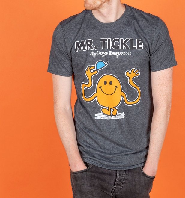Men's Charcoal Heather Mr Tickle Mr Men T-Shirt Men's Charcoal Heather Mr Tickle Mr Men T-Shirt