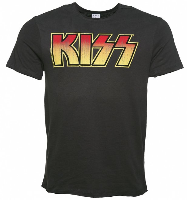 Men's Charcoal KISS Logo T-Shirt from Amplified Men's Charcoal KISS Logo T-Shirt from Amplified