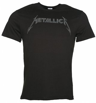 Men's Charcoal Metallica Silver Diamante T-Shirt from Amplified Men's Charcoal Metallica Silver Diamante T-Shirt from Amplified