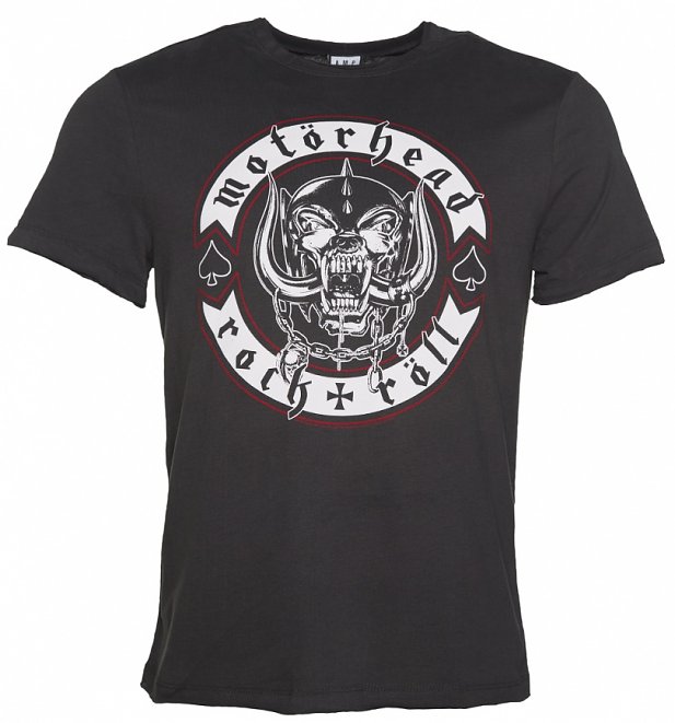 Men's Charcoal Motorhead Biker Badge T-Shirt from Amplified