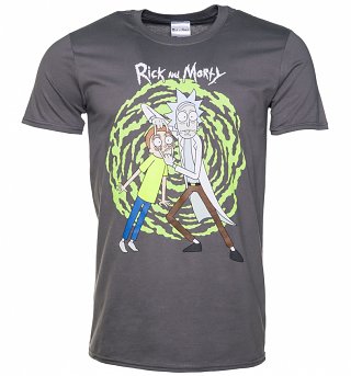 Men's Charcoal Rick And Morty Spiral T-Shirt Men's Charcoal Rick And Morty Spiral T-Shirt