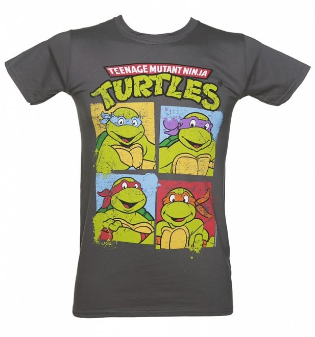 Men's Charcoal Teenage Mutant Ninja Turtles Characters T-Shirt