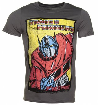 Men's Charcoal Transformers Optimus Prime Comic T-Shirt Men's Charcoal Transformers Optimus Prime Comic T-Shirt