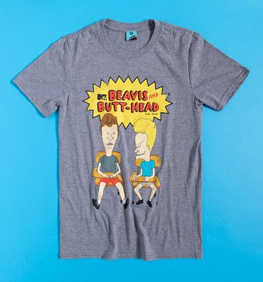 Men's Classic Beavis And Butt-Head Grey Marl T-Shirt Men's Classic Beavis And Butt-Head Grey Marl T-Shirt