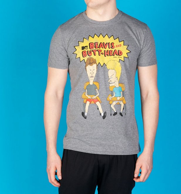 Men's Classic Beavis And Butt-Head Grey Marl T-Shirt