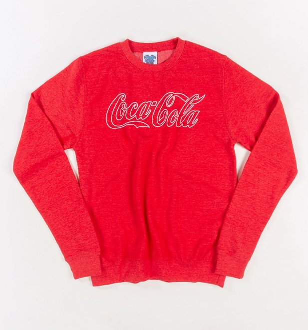 Men's Coca-Cola Logo Outline Heather Red Sweater Men's Coca-Cola Logo Outline Heather Red Sweater