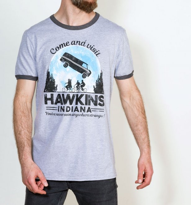 Come Visit Hawkins Indiana Stranger Things Inspired Ringer T-Shirt Come Visit Hawkins Indiana Stranger Things Inspired Ringer T-Shirt