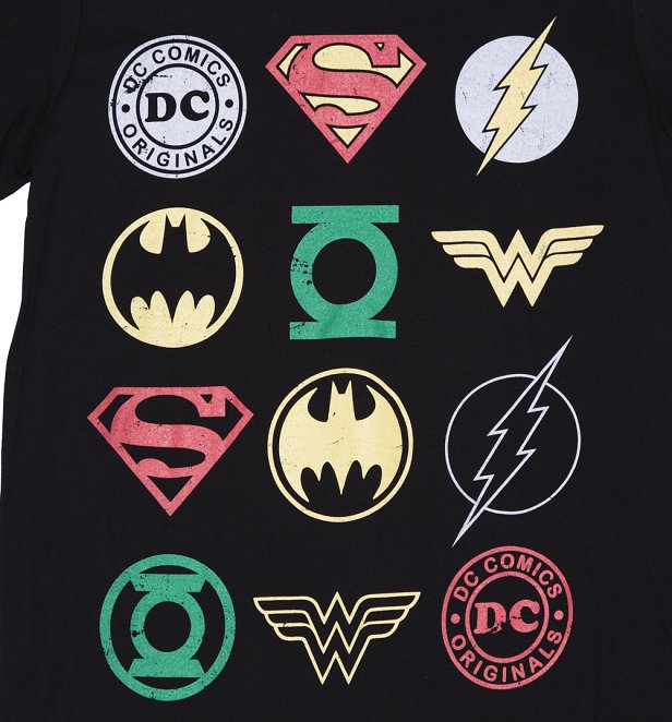 Mens Dc Comics Originals Superhero Logos T Shirt