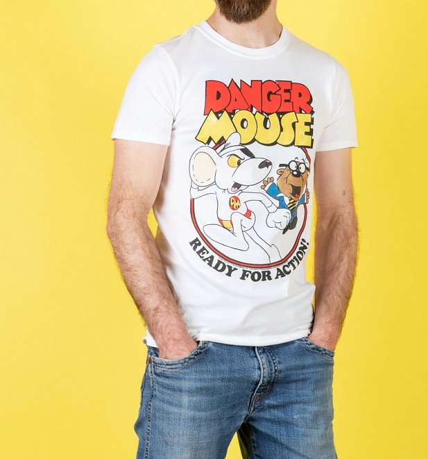 Men's Danger Mouse Ready For Action White T-Shirt