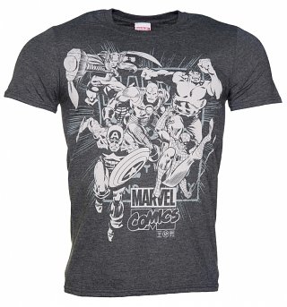 Men's Dark Heather Marvel Comics Band Of Heroes T-Shirt Men's Dark Heather Marvel Comics Band Of Heroes T-Shirt