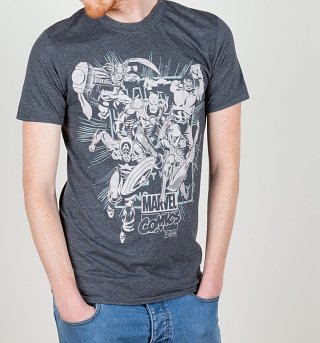 Men es Dark Heather Marvel Comics Band des Helden T-Shirt Men es Dark Heather Marvel Comics Band des Helden T-Shirt