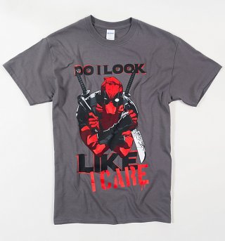 Men's Grey Deadpool Do I Look Like I Care T-Shirt Men's Grey Deadpool Do I Look Like I Care T-Shirt
